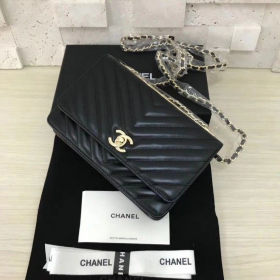Replica Classic Flap Charms Portafoglio Woc A33814 Nero