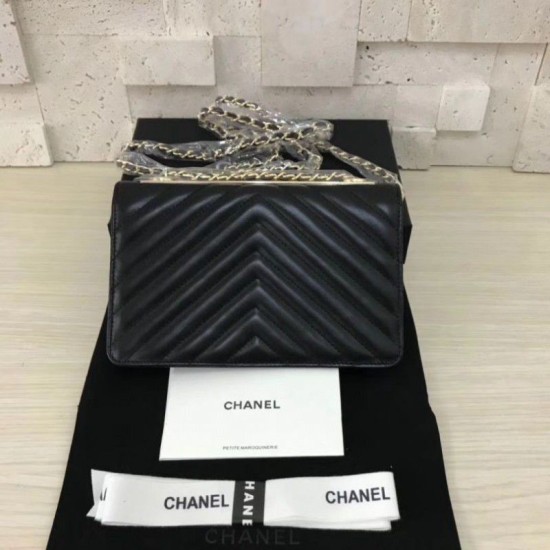 Replica Classic Flap Charms Portafoglio Woc A33814 Nero