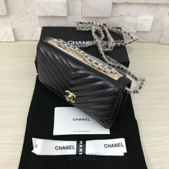 Replica Classic Flap Charms Portafoglio Woc A33814 Nero