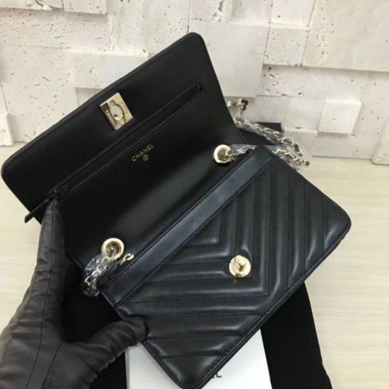 Replica Classic Flap Charms Portafoglio Woc A33814 Nero