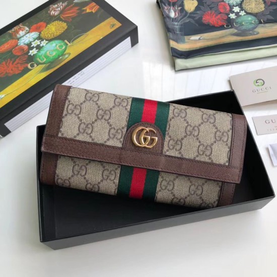 Replica Ophidia GG Continental Wallet 523153 Marrone
