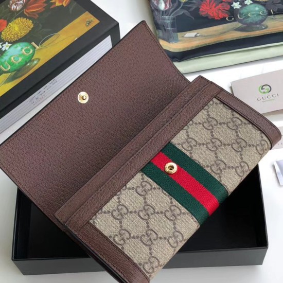 Replica Ophidia GG Continental Wallet 523153 Marrone