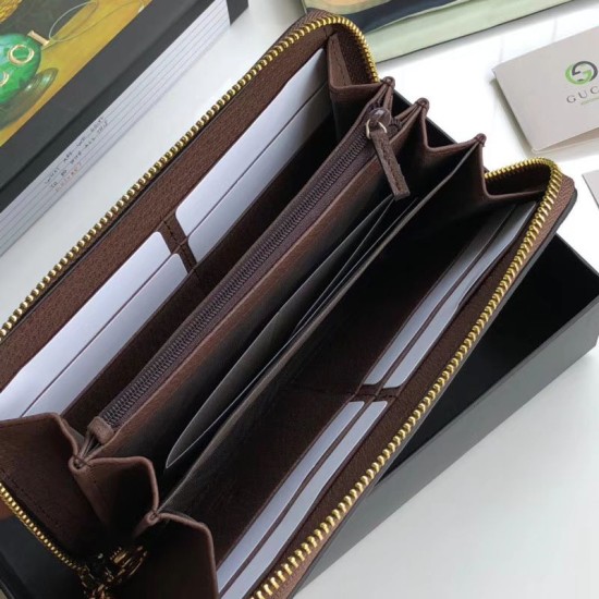 Replica Portafoglio Ophidia GG Zip Around 523154 Marrone