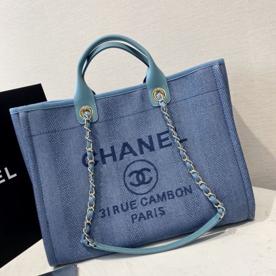 Replica Deauville Fibre miste con borsa shopping perla A66941 Blu