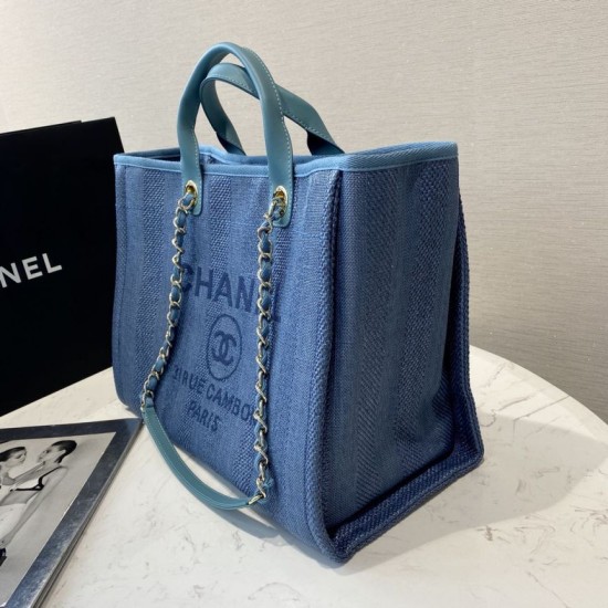 Replica Deauville Fibre miste con borsa shopping perla A66941 Blu