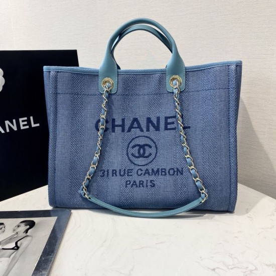Replica Deauville Fibre miste con borsa shopping perla A66941 Blu