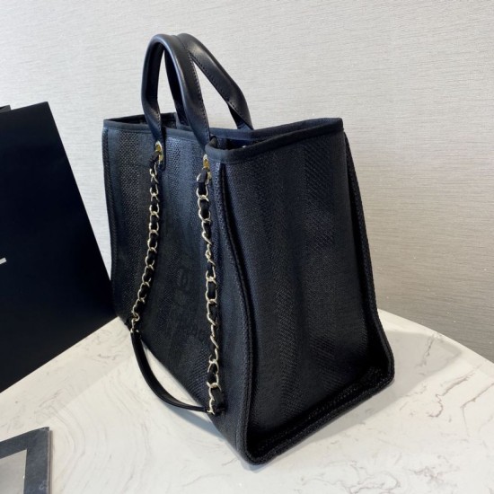 Replica Deauville Fibre miste con borsa shopping perla A66941 Nero