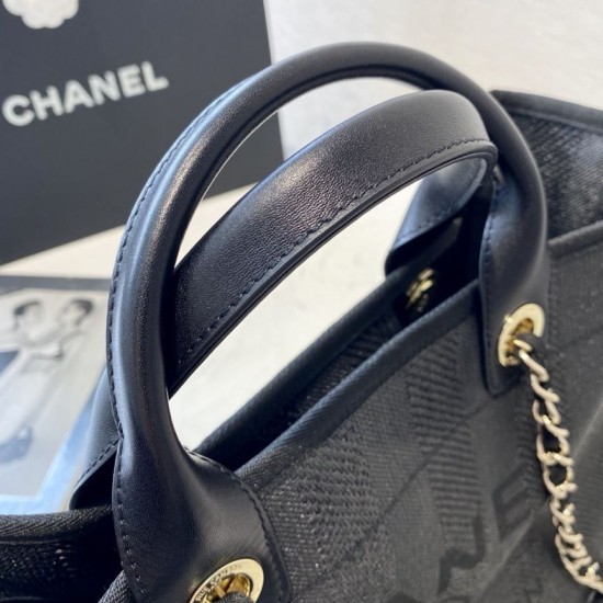 Replica Deauville Fibre miste con borsa shopping perla A66941 Nero