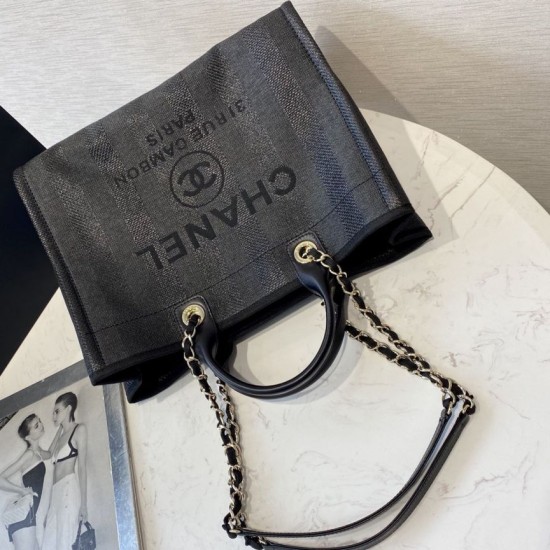 Replica Deauville Fibre miste con borsa shopping perla A66941 Nero