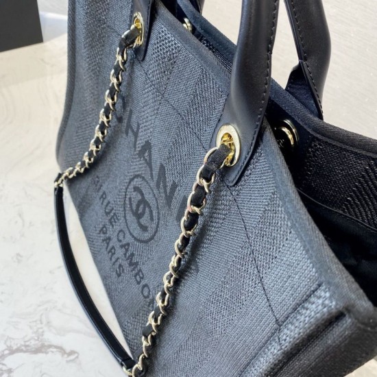 Replica Deauville Fibre miste con borsa shopping perla A66941 Nero