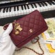 Replica Stitch Chain Grained Pelle di vitello Woc Borsa A33814 Claret