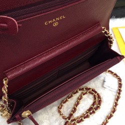 Replica Stitch Chain Grained Pelle di vitello Woc Borsa A33814 Claret
