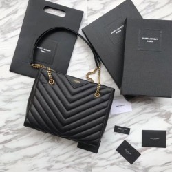 Replica Borsa a tracolla YSL Saint Laurent Tribeca piccola in pelle nera goffrata
