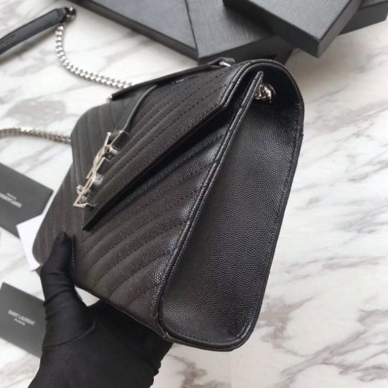 Replica YSL Saint Laurent Piccola Busta Borsa Grain Hardware argentato in rilievo