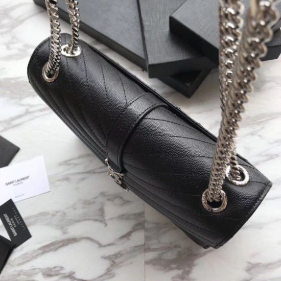 Replica YSL Saint Laurent Piccola Busta Borsa Grain Hardware argentato in rilievo