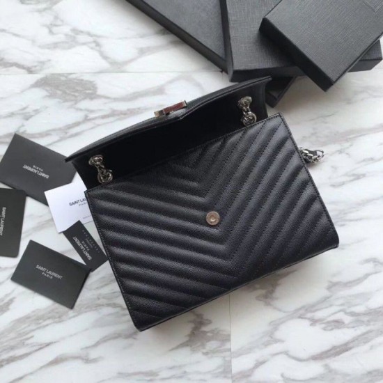 Replica YSL Saint Laurent Piccola Busta Borsa Grain Hardware argentato in rilievo