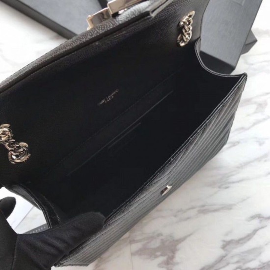 Replica YSL Saint Laurent Piccola Busta Borsa Grain Hardware argentato in rilievo
