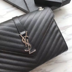 Replica YSL Saint Laurent Piccola Busta Borsa Grain Hardware argentato in rilievo