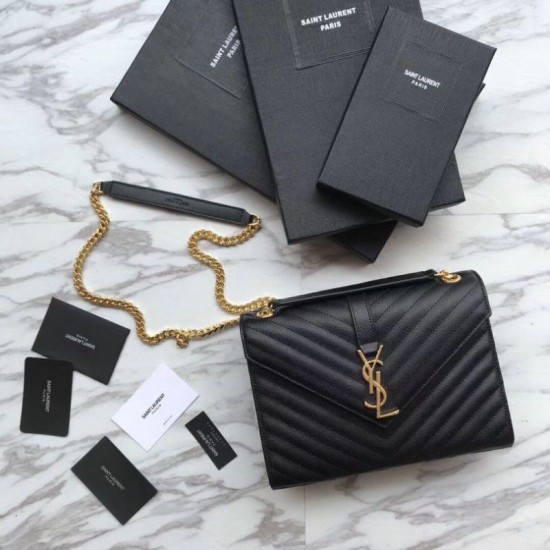Replica YSL Saint Laurent Piccola Busta Borsa Grain Hardware dorato goffrato