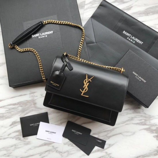 Replica YSL Saint Laurent Sunset Medium Liscio Hardware posteriore oro