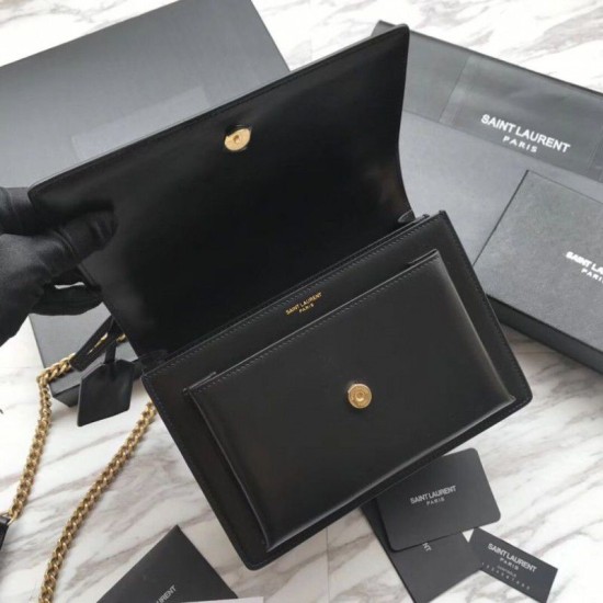 Replica YSL Saint Laurent Sunset Medium Liscio Hardware posteriore oro