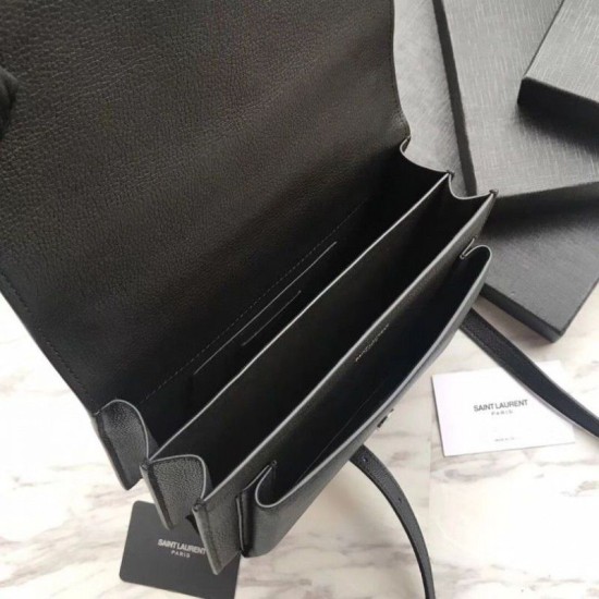 Replica YSL Saint Laurent Sunset Medium Liscio Pelle Indietro Argento Hardware