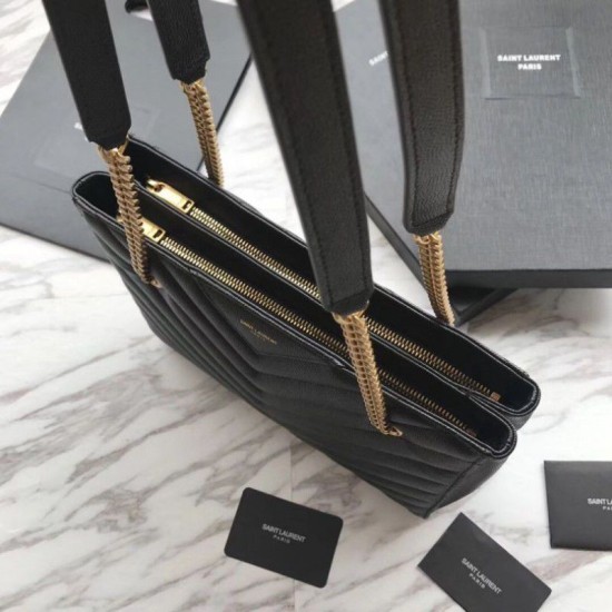 Replica Borsa a tracolla YSL Saint Laurent Tribeca piccola in pelle nera goffrata