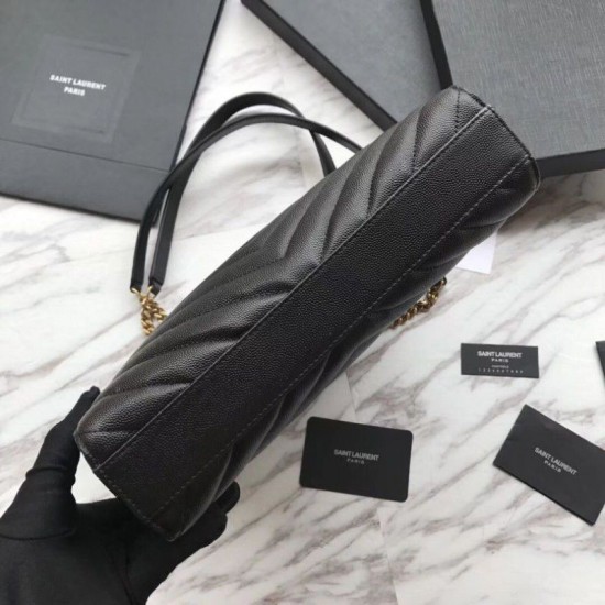 Replica Borsa a tracolla YSL Saint Laurent Tribeca piccola in pelle nera goffrata