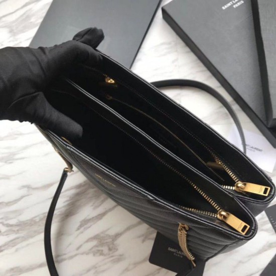 Replica Borsa a tracolla YSL Saint Laurent Tribeca piccola in pelle nera goffrata