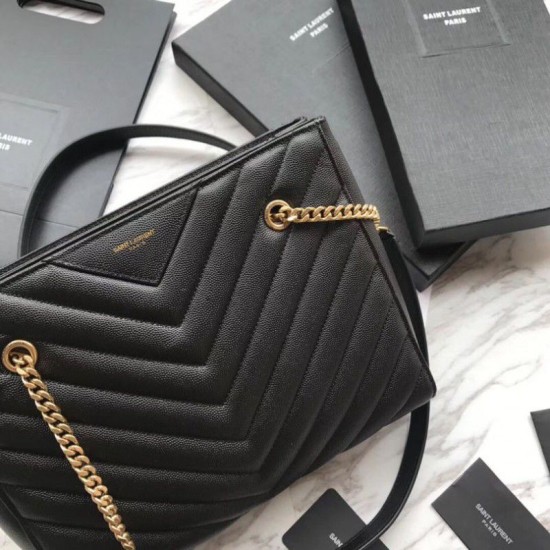 Replica Borsa a tracolla YSL Saint Laurent Tribeca piccola in pelle nera goffrata