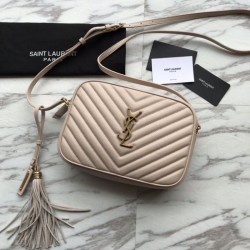 Replica YSL Saint Laurent Medium LouLou Chain Borsa Matelasse Albicocca in pelle
