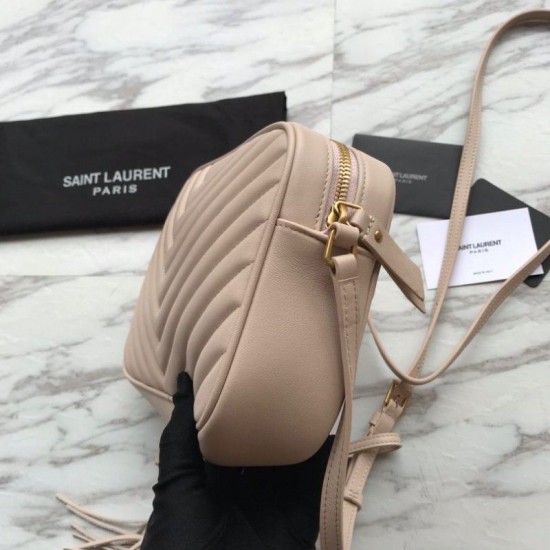 Replica YSL Saint Laurent Medium LouLou Chain Borsa Matelasse Albicocca in pelle