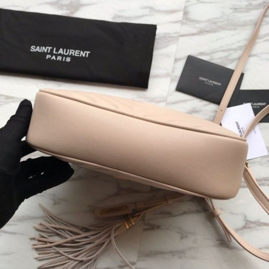 Replica YSL Saint Laurent Medium LouLou Chain Borsa Matelasse Albicocca in pelle