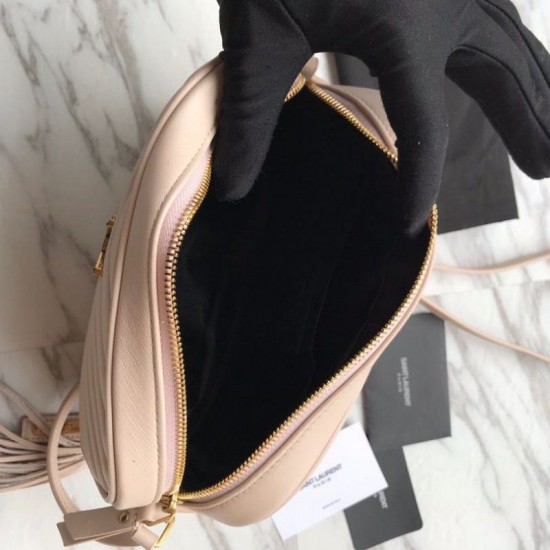 Replica YSL Saint Laurent Medium LouLou Chain Borsa Matelasse Albicocca in pelle