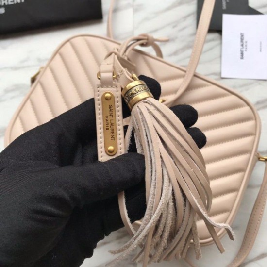 Replica YSL Saint Laurent Medium LouLou Chain Borsa Matelasse Albicocca in pelle