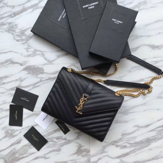 Replica YSL Saint Laurent Piccola Busta Borsa Grain Hardware dorato goffrato