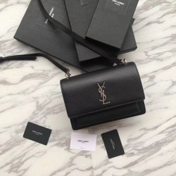 Replica YSL Saint Laurent Sunset Medium Liscio Pelle Indietro Argento Hardware