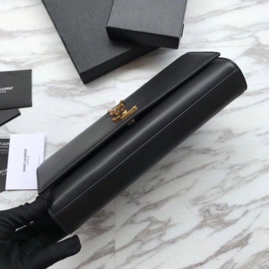 Replica Portafoglio YSL Saint Laurent Classic Monogram in pelle liscia nera