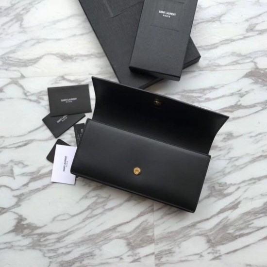 Replica Portafoglio YSL Saint Laurent Classic Monogram in pelle liscia nera