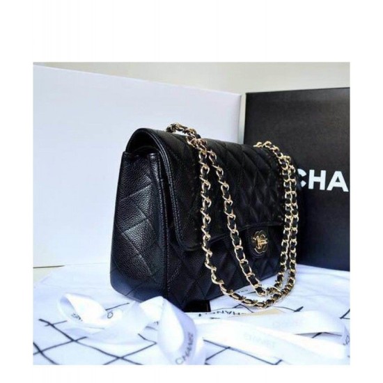 Replica Classic Flap Originale pelle Caviar Jumbo Borse A58600 Y07352 nero