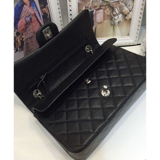 Replica Classic Flap Borse Jumbo Originale pelle Caviar A01112 Nero