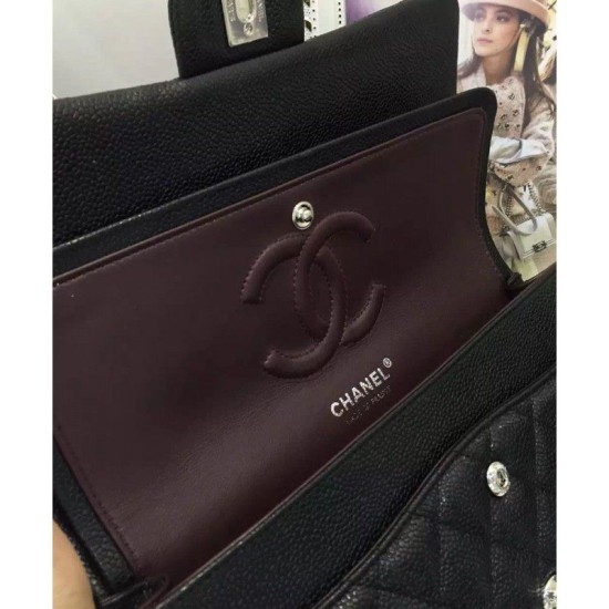 Replica Classic Flap Borse Jumbo Originale pelle Caviar A01112 Nero