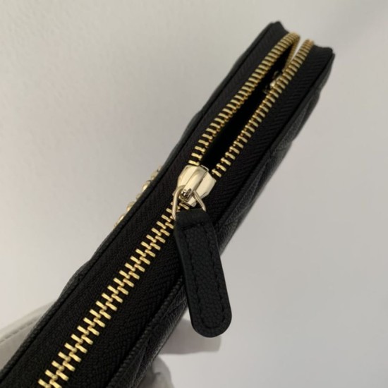 Replica Portafoglio in metallo dorato in pelle di vitello AP1899 nero
