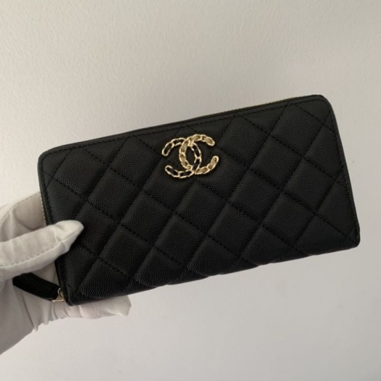Replica Portafoglio in metallo dorato in pelle di vitello AP1899 nero