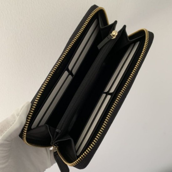 Replica Portafoglio in metallo dorato in pelle di vitello AP1899 nero