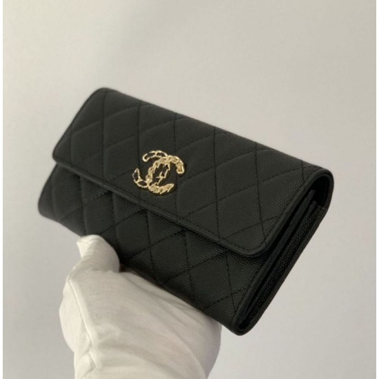 Replica Portafoglio in metallo dorato in pelle di vitello AP1895 nero