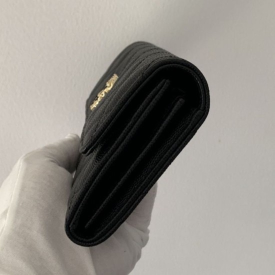 Replica Portafoglio in metallo dorato in pelle di vitello AP1895 nero