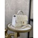 Replica Mini Borsa con Patta in Pelle di Vitello Granata con Manico Superiore AS2431 Bianco