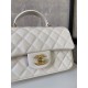 Replica Mini Borsa con Patta in Pelle di Vitello Granata con Manico Superiore AS2431 Bianco