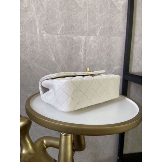 Replica Mini Borsa con Patta in Pelle di Vitello Granata con Manico Superiore AS2431 Bianco
